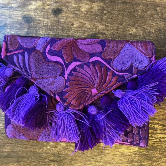 Handbags - Stunning gift! Gorgeous Handmade Embroided Clutch / Cross-body purse, Purple